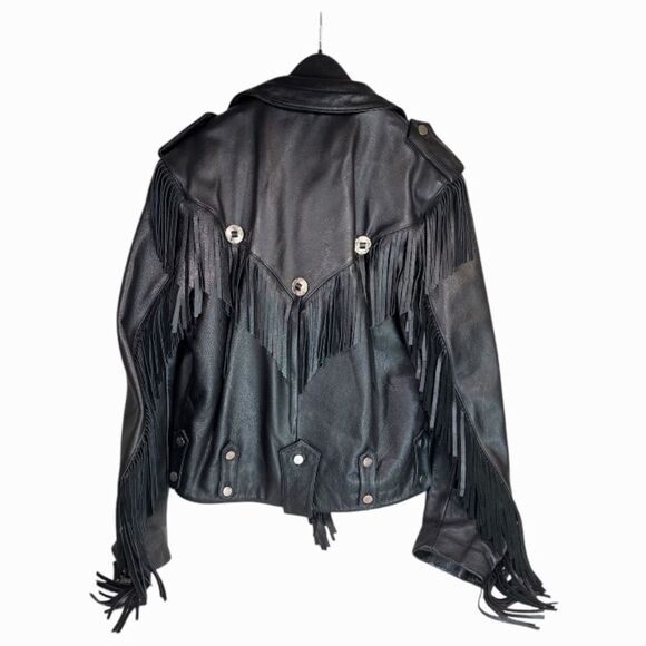 Vintage Open Road Fringed Leather Motorcycle Jacket Mens 42 - Picture 2 of 10
